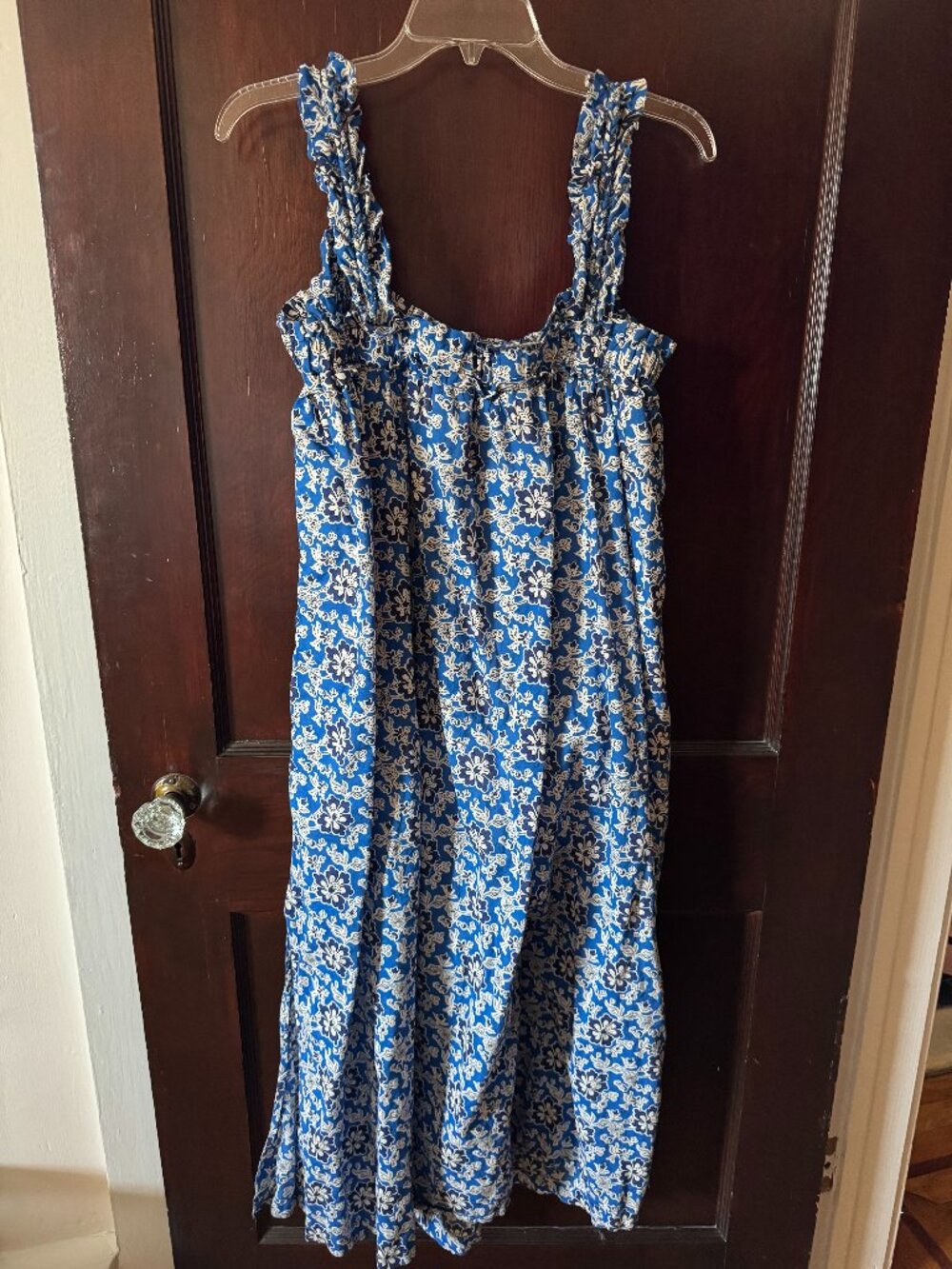 Cotton voile ruffle trim shift dress